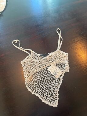 Forever 21 Beige Open-Knit Cropped Camisole